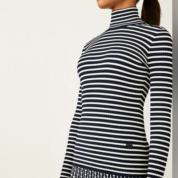 Tory Burch Striped Ribbed Tech Turtleneck M - Picture 4 of 5